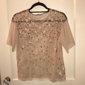 Zara sheer, sequined top